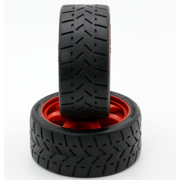 Powerhobby 1/8 Gripper 42/100 Belted Mounted Tires 17mm Red Wheels