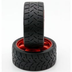 Powerhobby 1/8 Gripper 42/100 Belted Mounted Tires 17mm Red Wheels