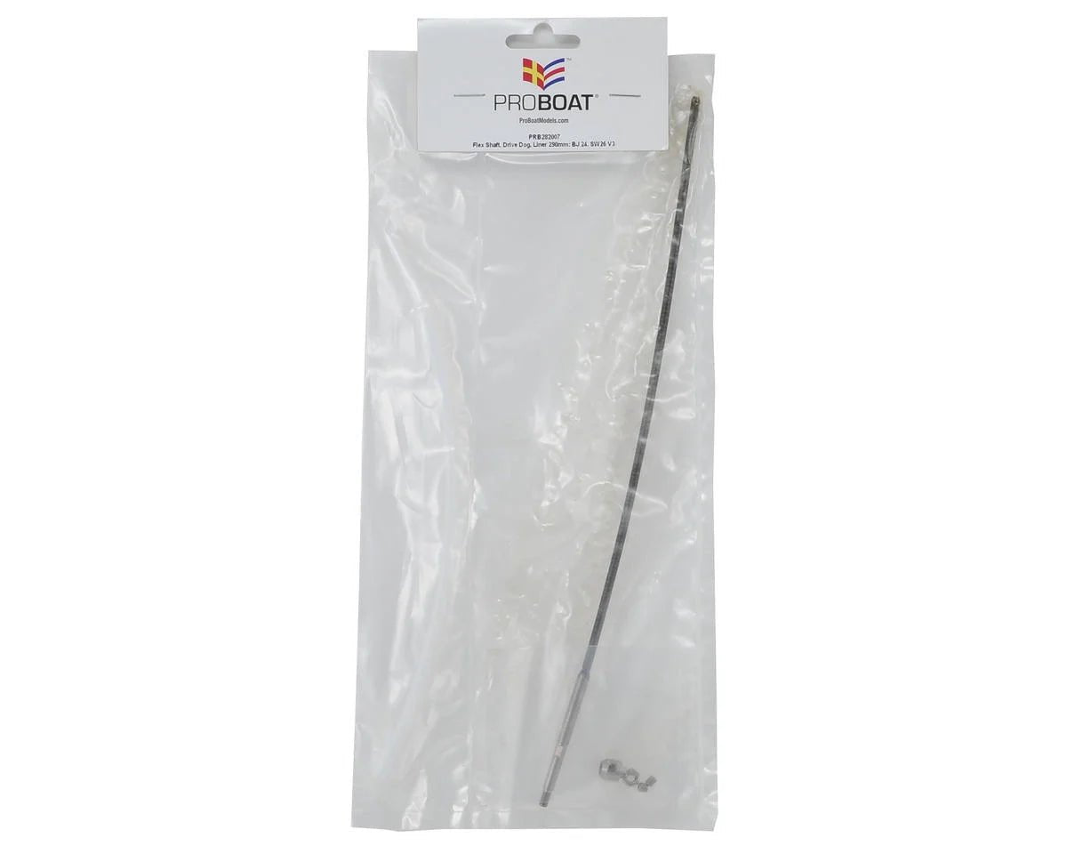 Pro Boat Flex Shaft 295 x 4mm, Drive Dog and Liner: Blackjack 24