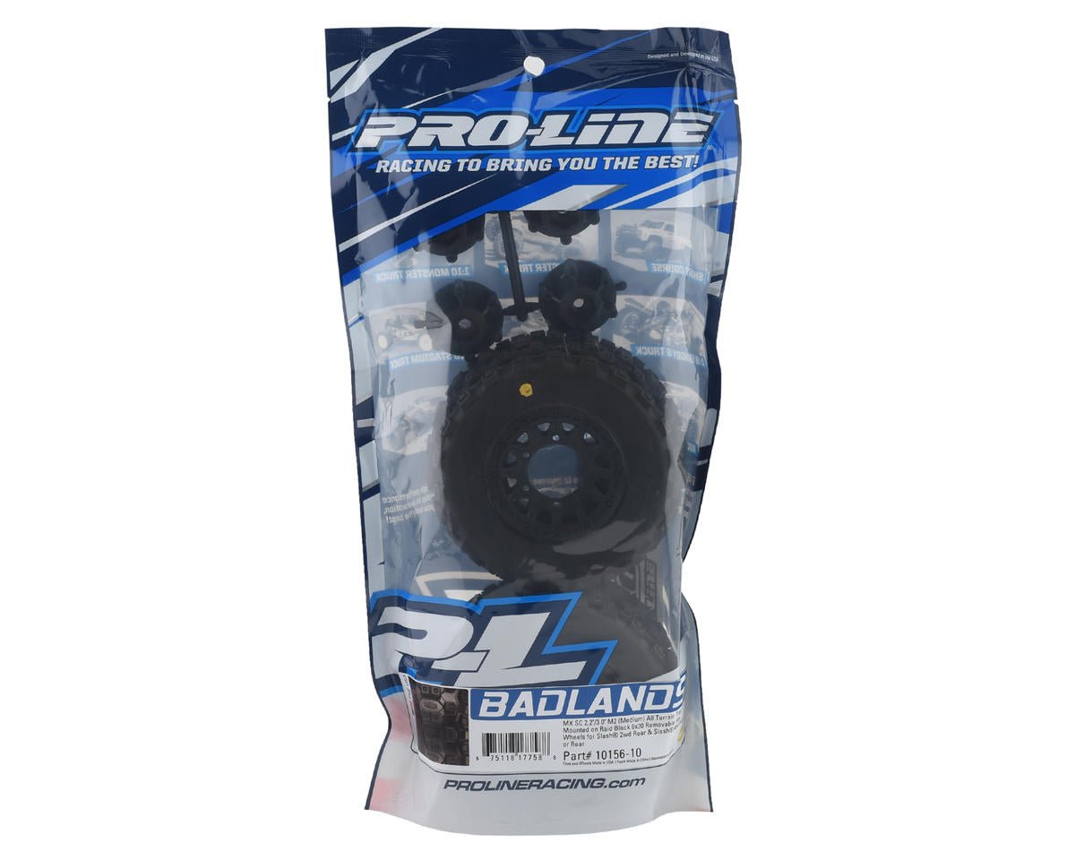 Pro-Line Badlands MX SC Tires on Raid Adj 12mm Hex Wheels for Slash 2WD & 4x4