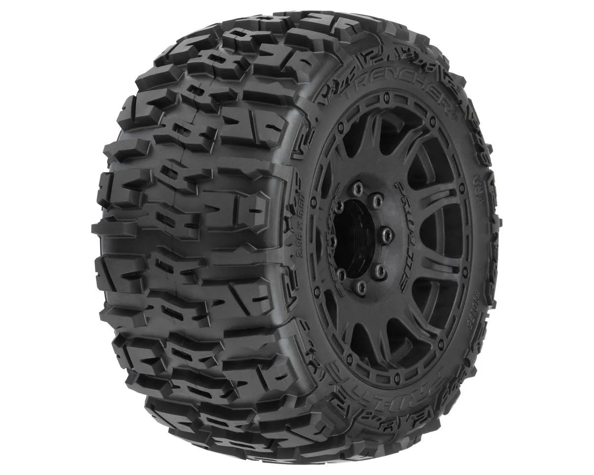 Pro-Line Racing 1/8 Trencher LP F/R 3.8" MT Tires Mounted 17mm Black Raid (2) For Traxxas Maxx