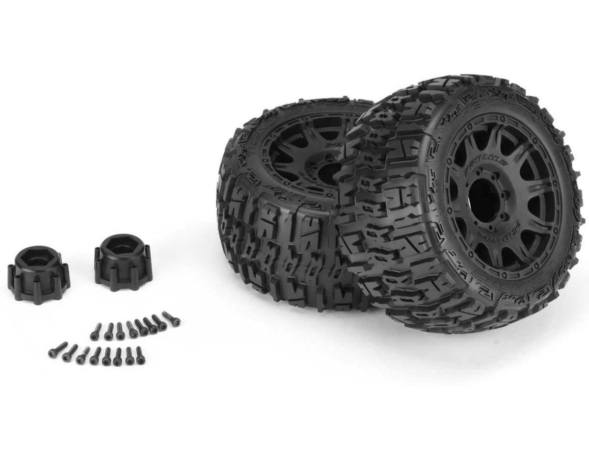 Pro-Line Racing 1/8 Trencher LP F/R 3.8" MT Tires Mounted 17mm Black Raid (2) For Traxxas Maxx