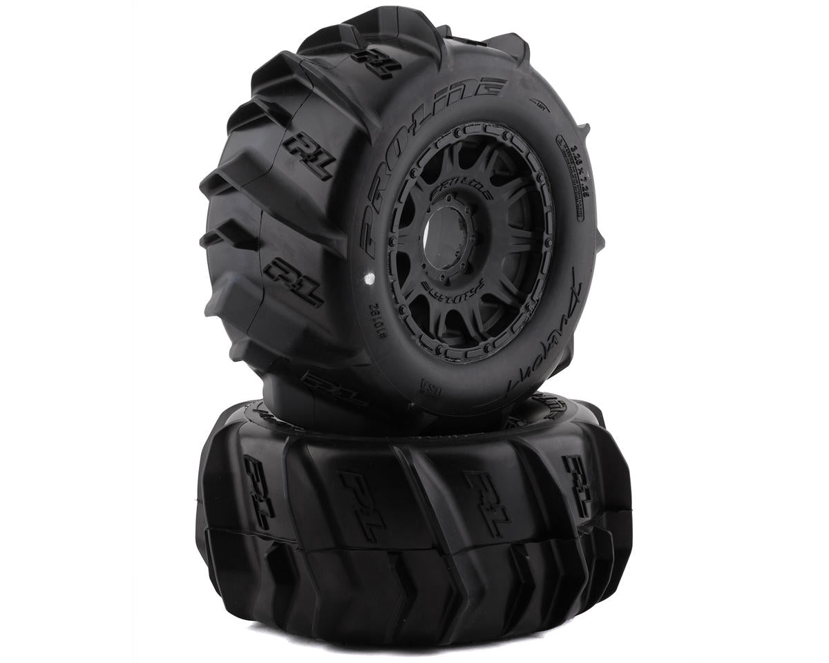Pro-Line Dumont 3.8" Pre-Mounted Truck Tires (2) (Black) (Z3) w/Raid 8x32 Removable Hex Wheels