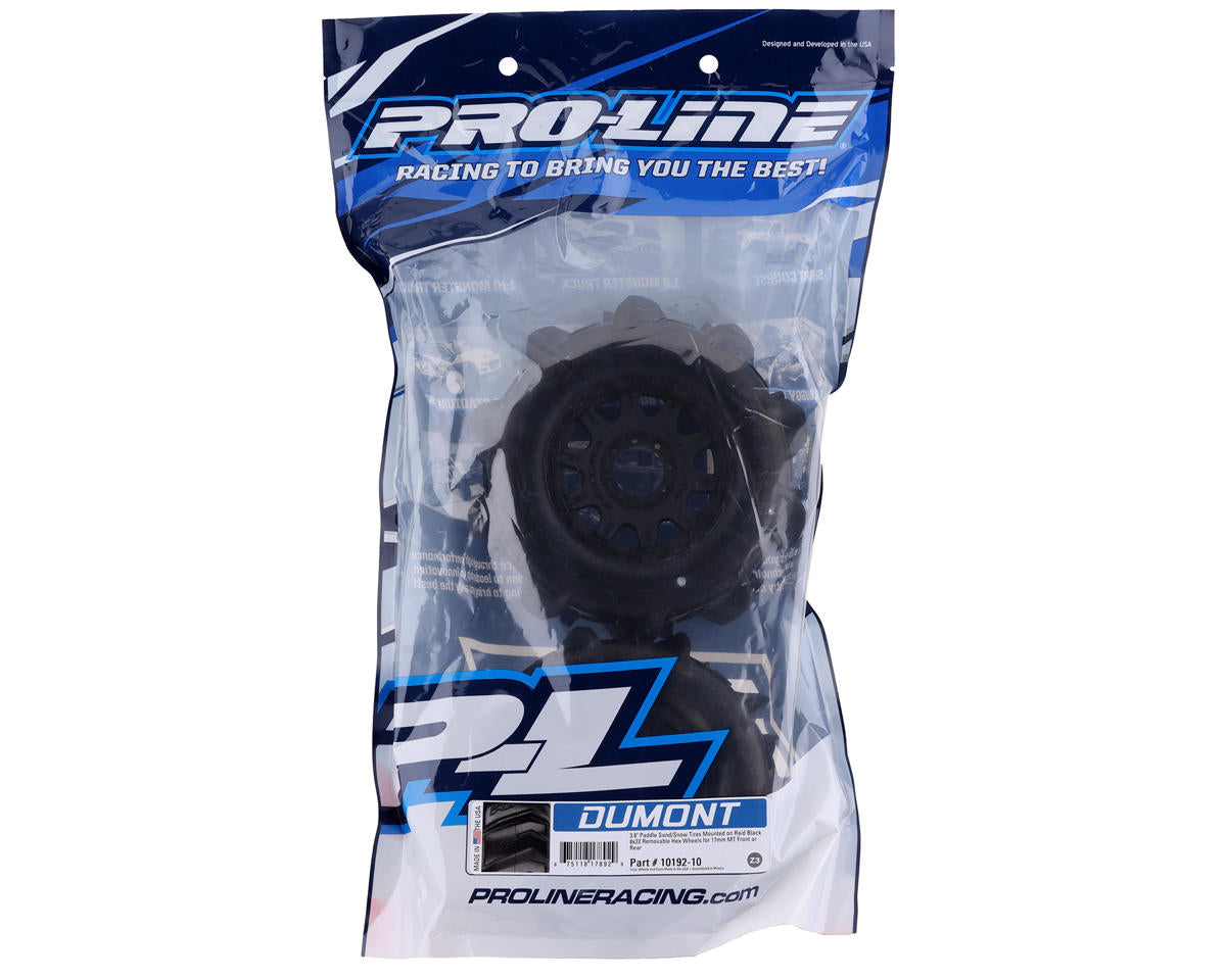 Pro-Line Dumont 3.8" Pre-Mounted Truck Tires (2) (Black) (Z3) w/Raid 8x32 Removable Hex Wheels