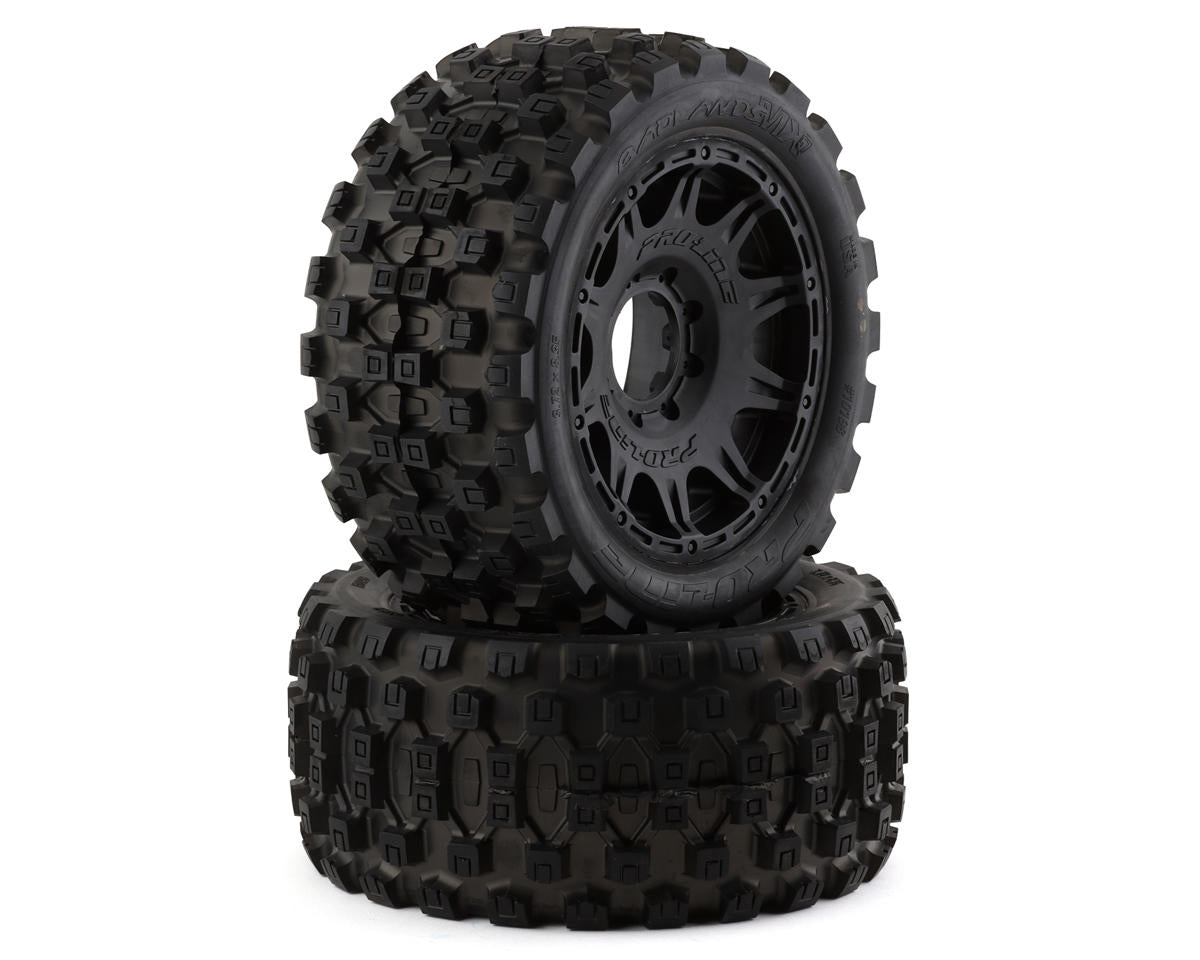 Pro-Line Badlands MX57 5.7" Pre-Mounted 1/6 Monster Truck Tires (Black) (2) (Soft) w/Removable 24mm Hex