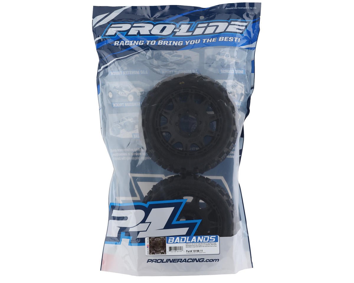 Pro-Line Badlands MX57 5.7" Pre-Mounted 1/6 Monster Truck Tires (Black) (2) (Soft) w/Removable 24mm Hex