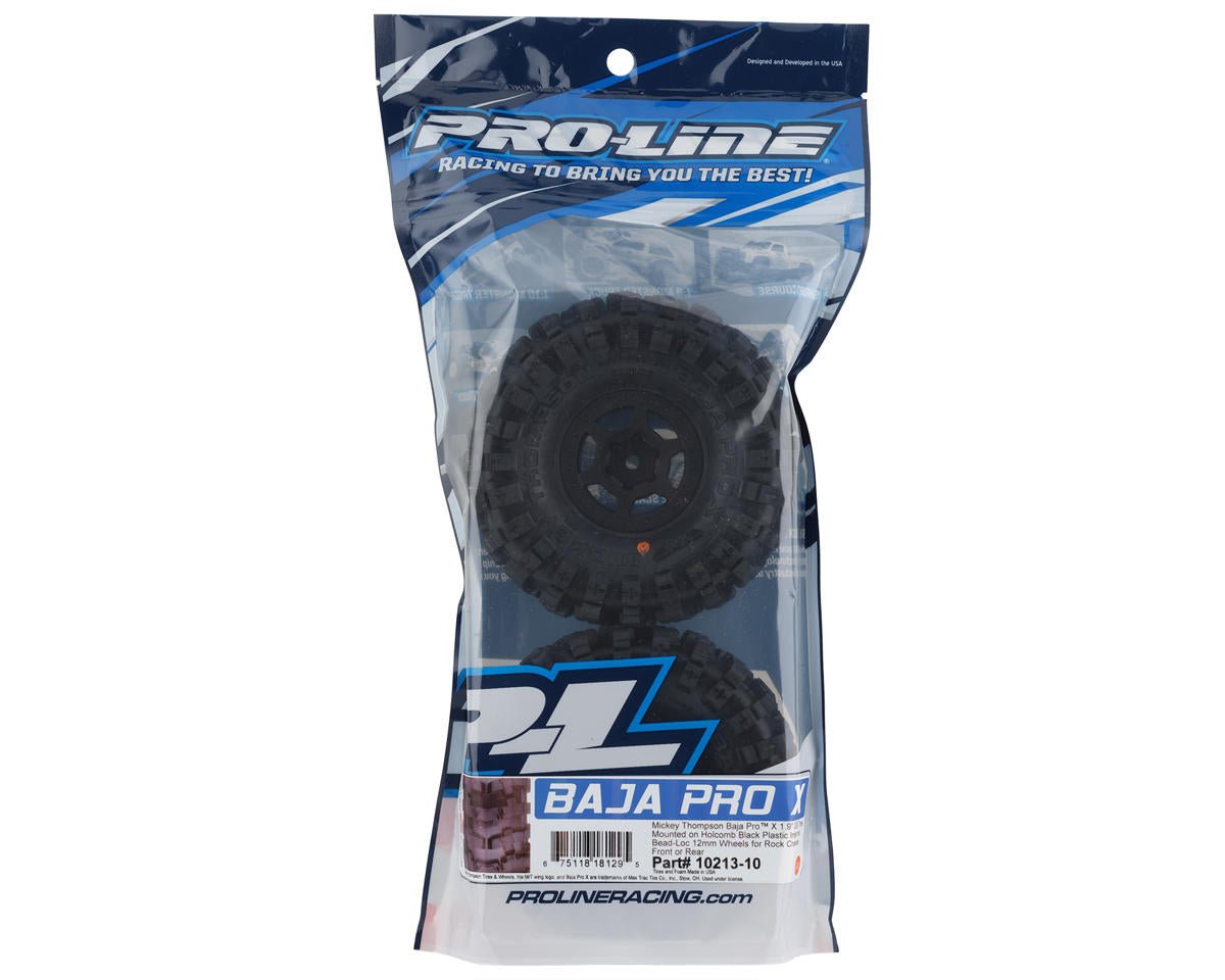 Pro-Line Mickey Thompson Baja Pro X Pre-Mounted 1.9" Rock Crawler Tires (G8) w/Holcomb Bead-Loc Wheels (Black) (2)