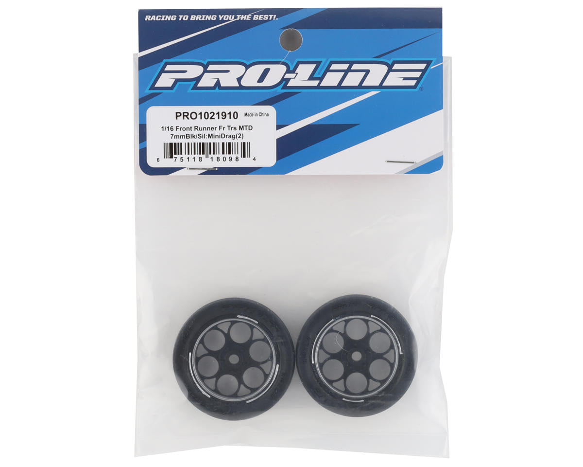 Pro-Line 1/16 Front Runner Front MTD No-Prep Drag Tires (Black/Silver) (2) w/8mm Wheel Hex