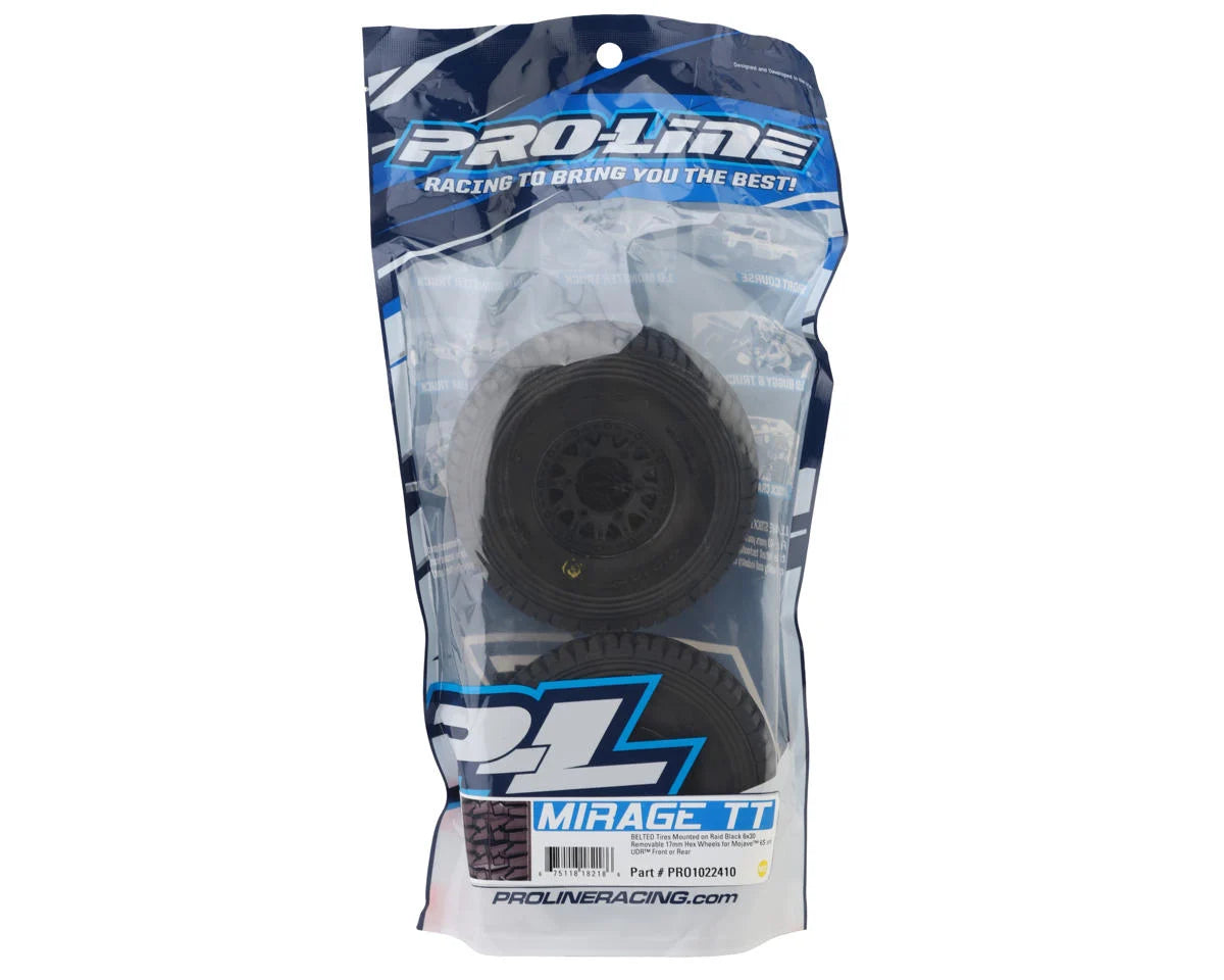 Pro-Line 1/7 Mirage TT BELTED F/R Tires MTD 17mm Blk Raid (2): Mojave 6S, UDR