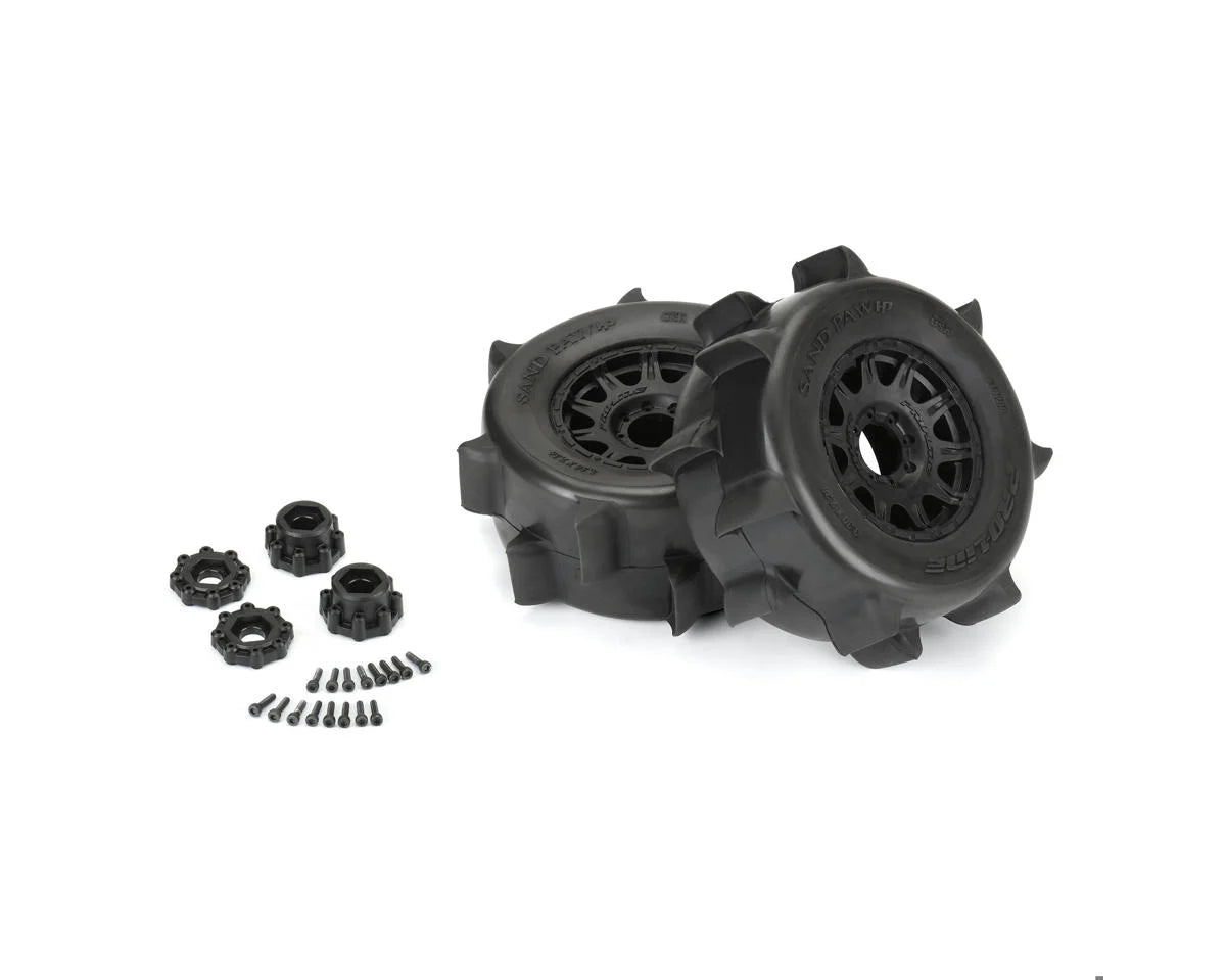 Pro-Line Sand Paw HP Belted 3.8" Pre-Mounted Truck Tires (2) (Black) (M2) w/Raid Wheels & 17mm Hex