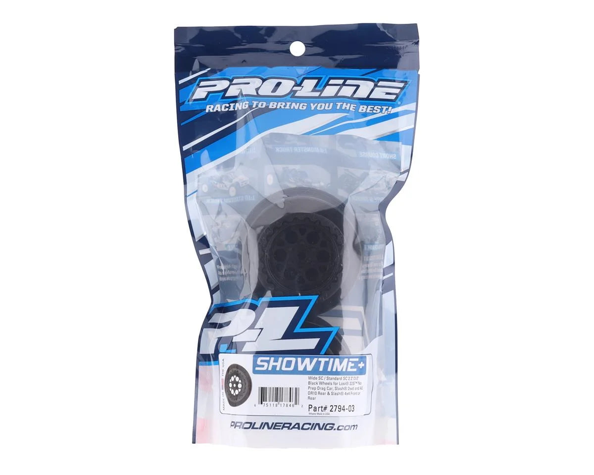 Pro-Line Showtime+ Wide Drag Spec Rear Drag Racing Wheels (2) w/12mm Hex (Black)