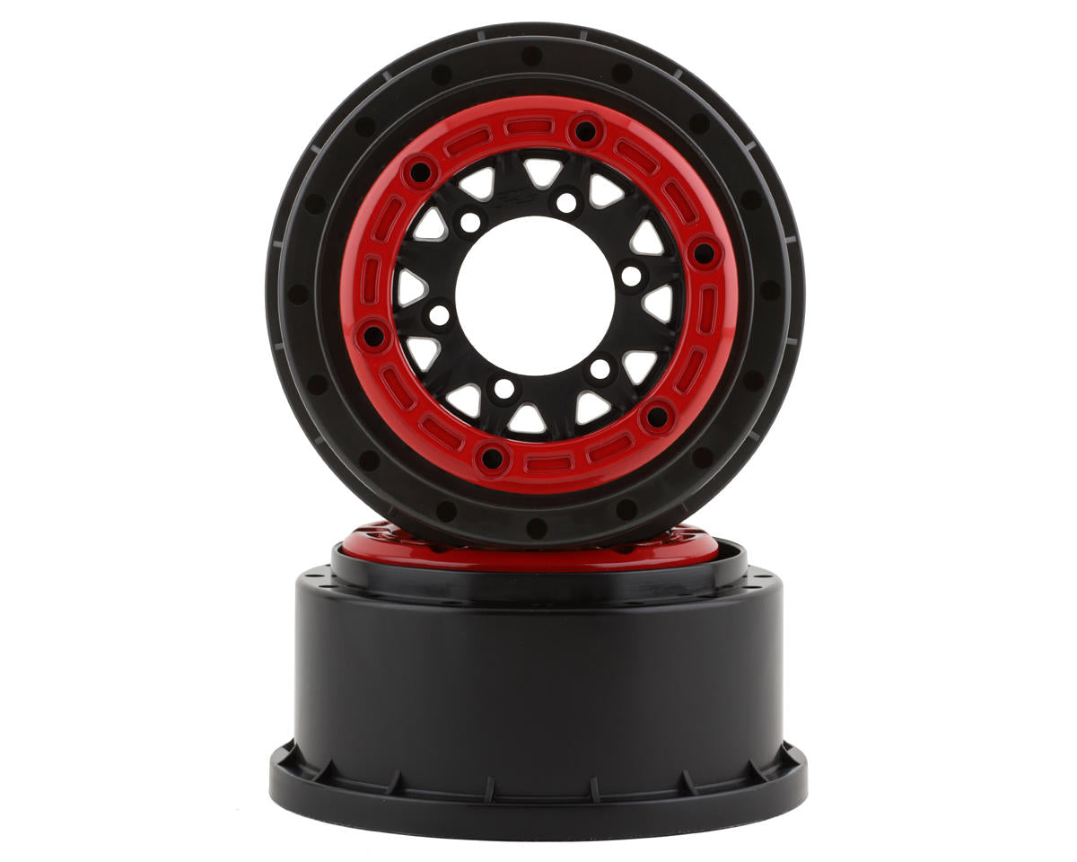 Pro-Line Raid Bead-Loc 2.2/3.0" Short Course Wheels (Red/Black) (2) w/12mm & 14mm Removable Hex