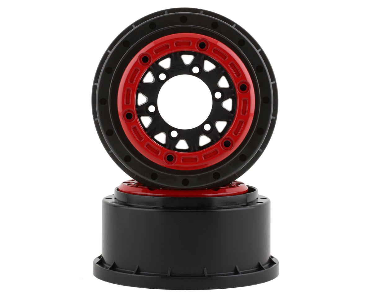 Pro-Line Raid Bead-Loc 2.2/3.0" Short Course Wheels (Red/Black) (2) w/12mm & 14mm Removable Hex