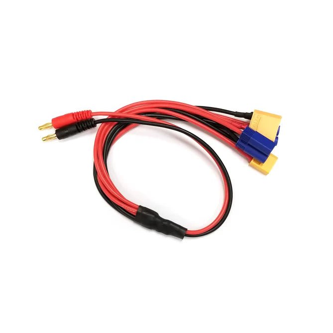 Racers Edge 4-Function Charge Adapter to Male 4mm Bullets (XT60, XT90, EC3, EC5)