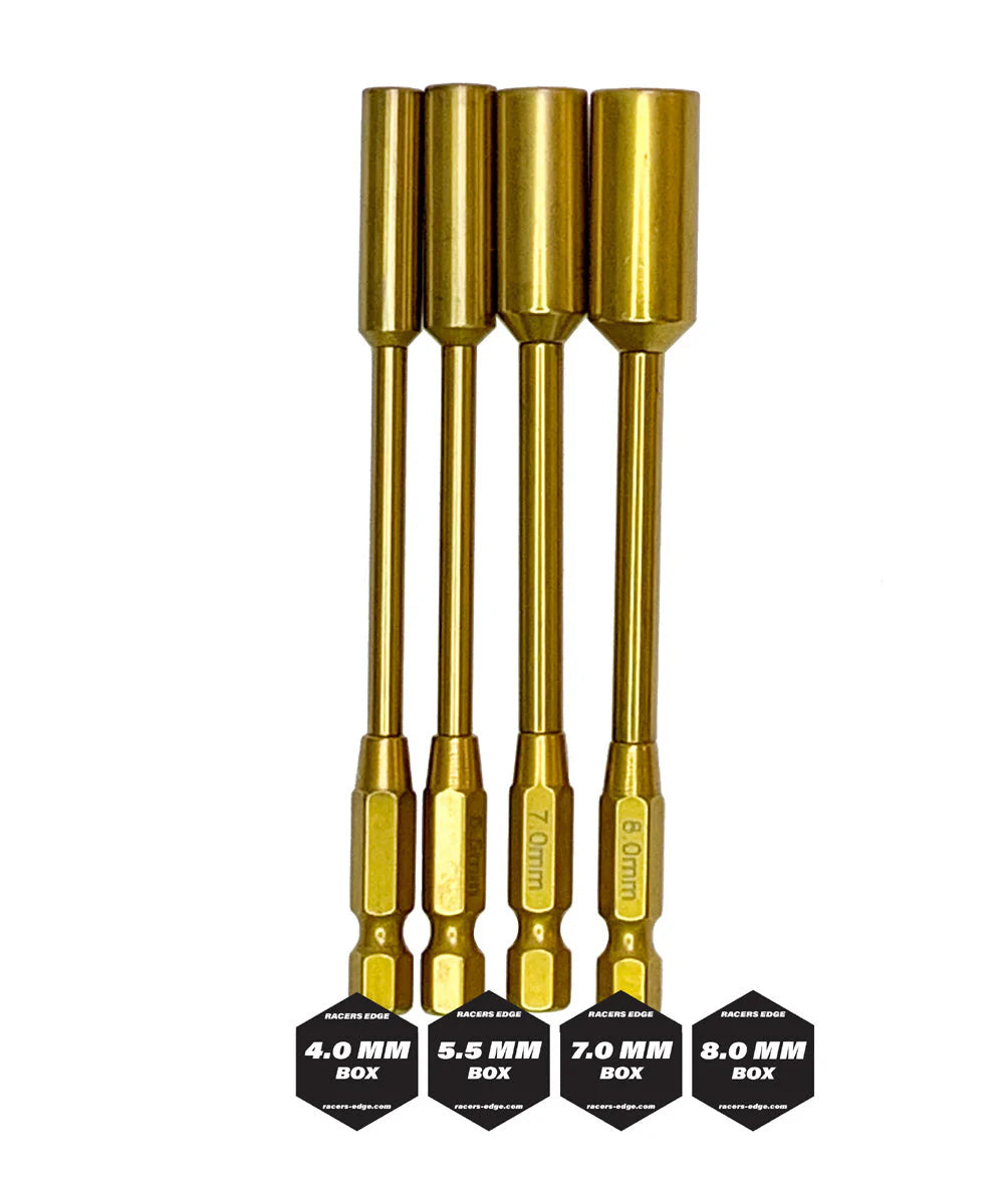 Racers Edge Titanium Metric Nut Tips 4.0mm, 5.5m, 7.0mm, and 8.0mm