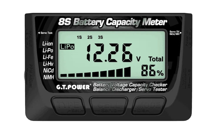 Racers Edge G.T. Power 8S Battery Capacity Meter & Servo Tester RCESC1600
