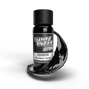 Spaz Stix High Gloss Black / Backer, Airbrush Ready Paint, 2oz Bottle