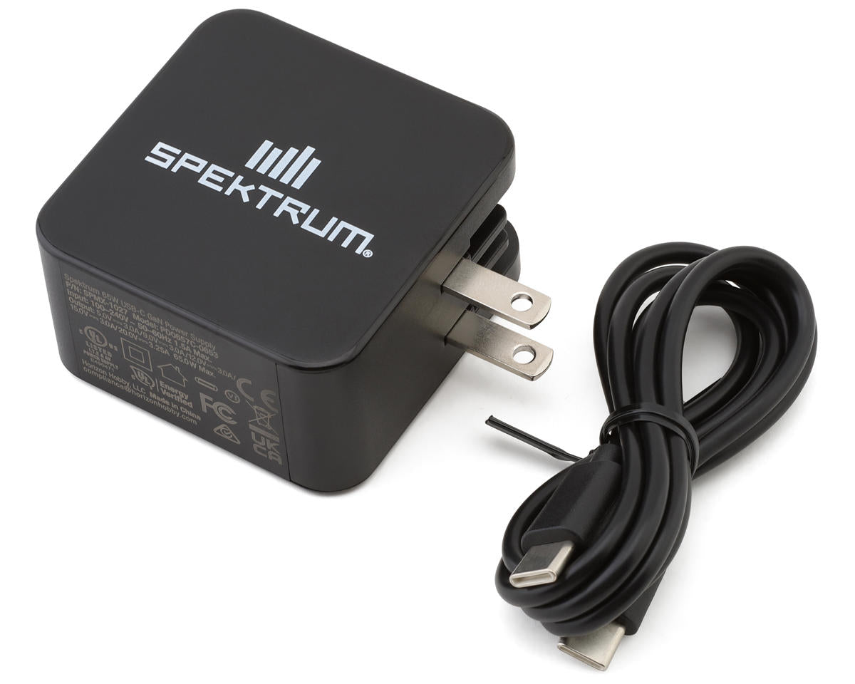 Spektrum RC 65W USB-C GaN Power Supply w/Type-C Charge Cable