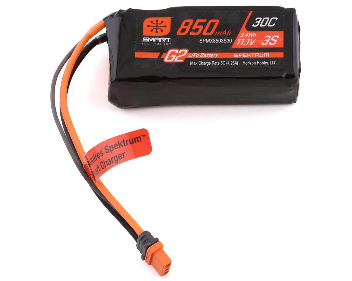 Spektrum RC 3S Smart G2 LiPo 30C Battery Pack w/IC2 Connector (11.1V/850mAh)
