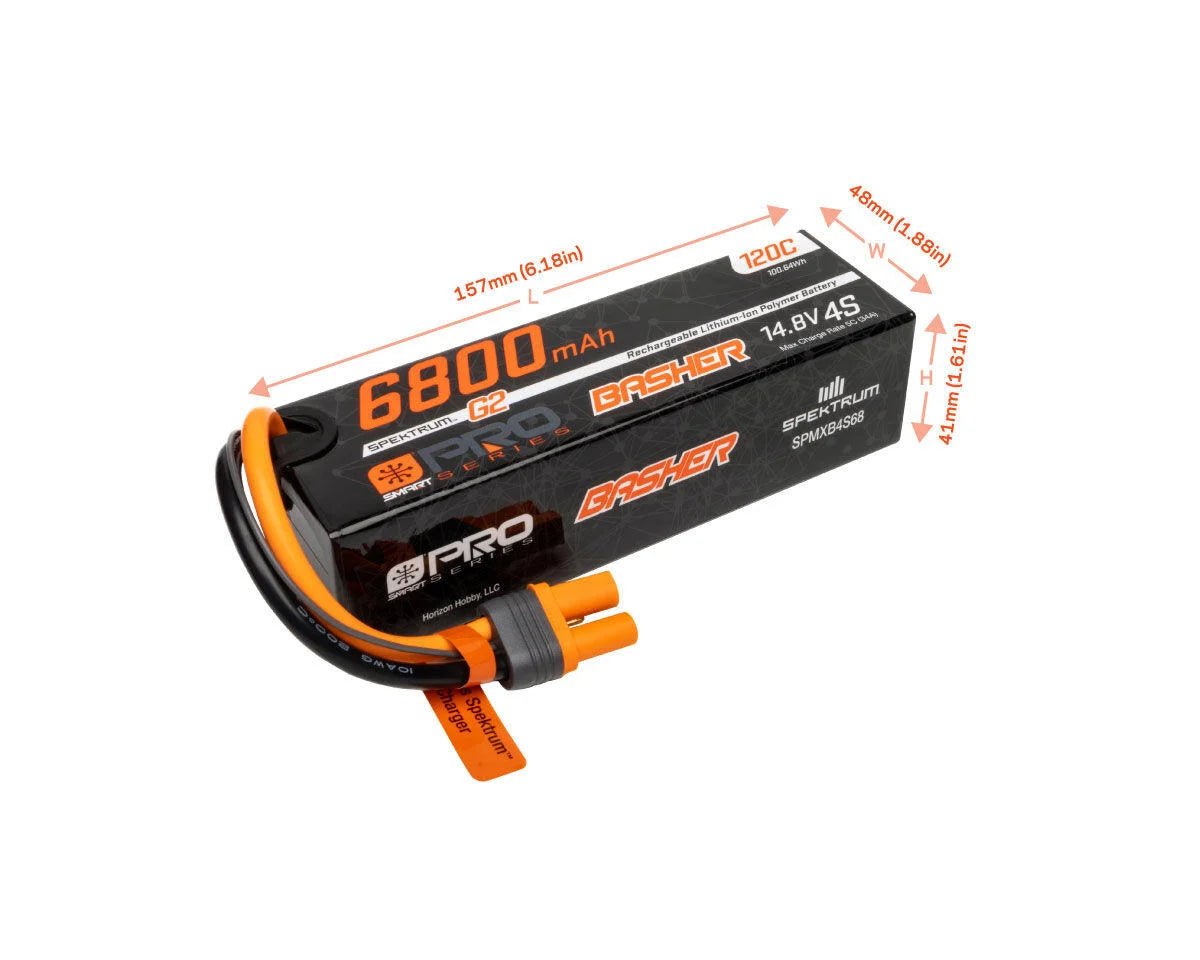 Spektrum RC 4S 120C Smart G2 Pro Basher LiPo Battery (14.8V/6800mAh) w/IC5 Connector