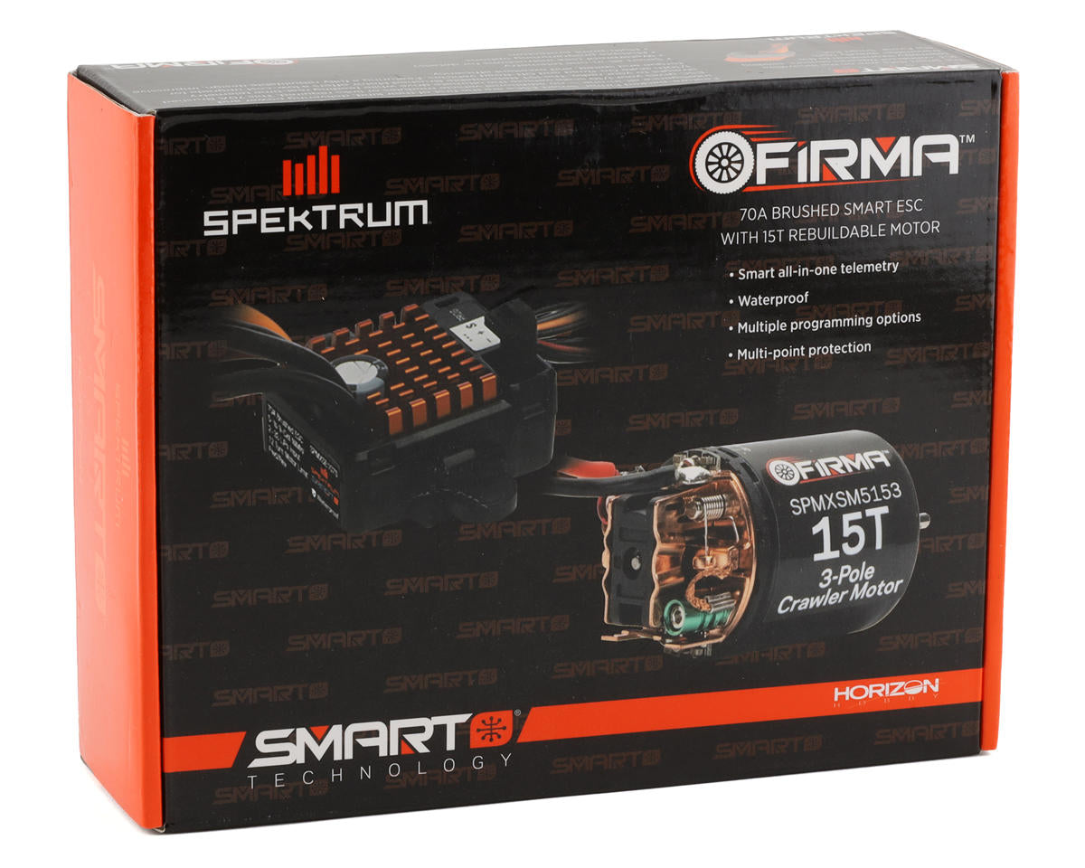 Spektrum Firma 70A Smart Waterproof Brushed ESC & 15T Brushed Motor 1/10 Scale Crawlers