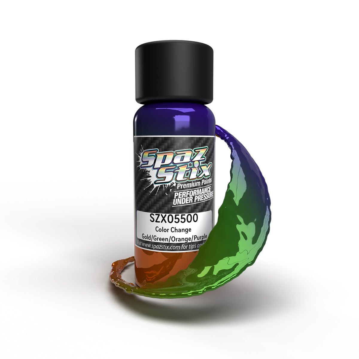 Spaz Stix Color Change Airbrush Ready Paint, Gold/Green/Orange/Purple, 2oz Bottle