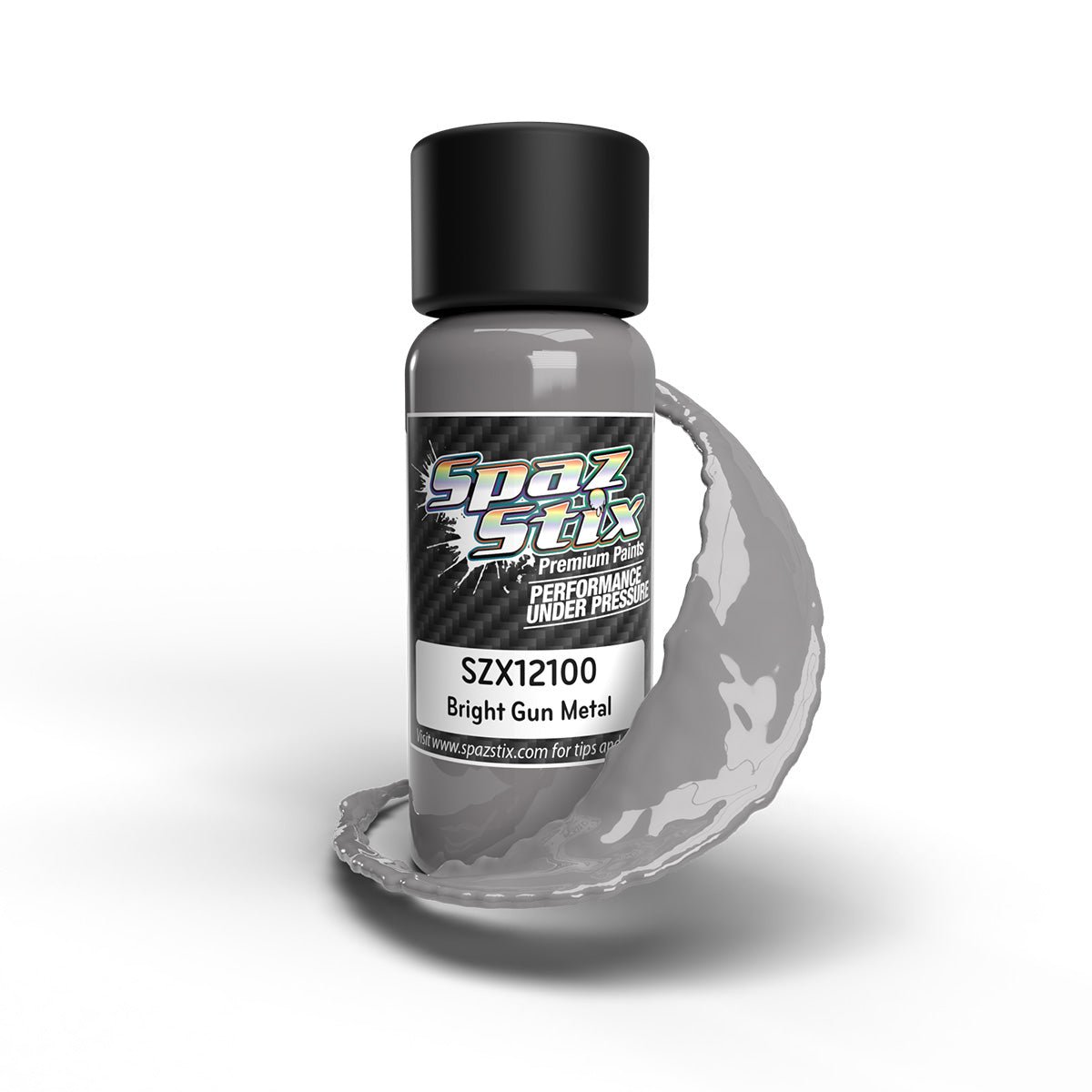 Spaz Stix Bright Gun Metal Airbrush Ready Paint, 2oz Bottle