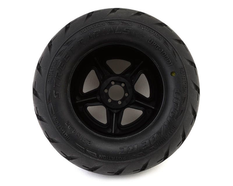 UpGrade RC Street Radials 2.8" Pre-Mounted On-Road Tires w/5-Star Wheels (2) (17mm/14mm/12mm Hex)