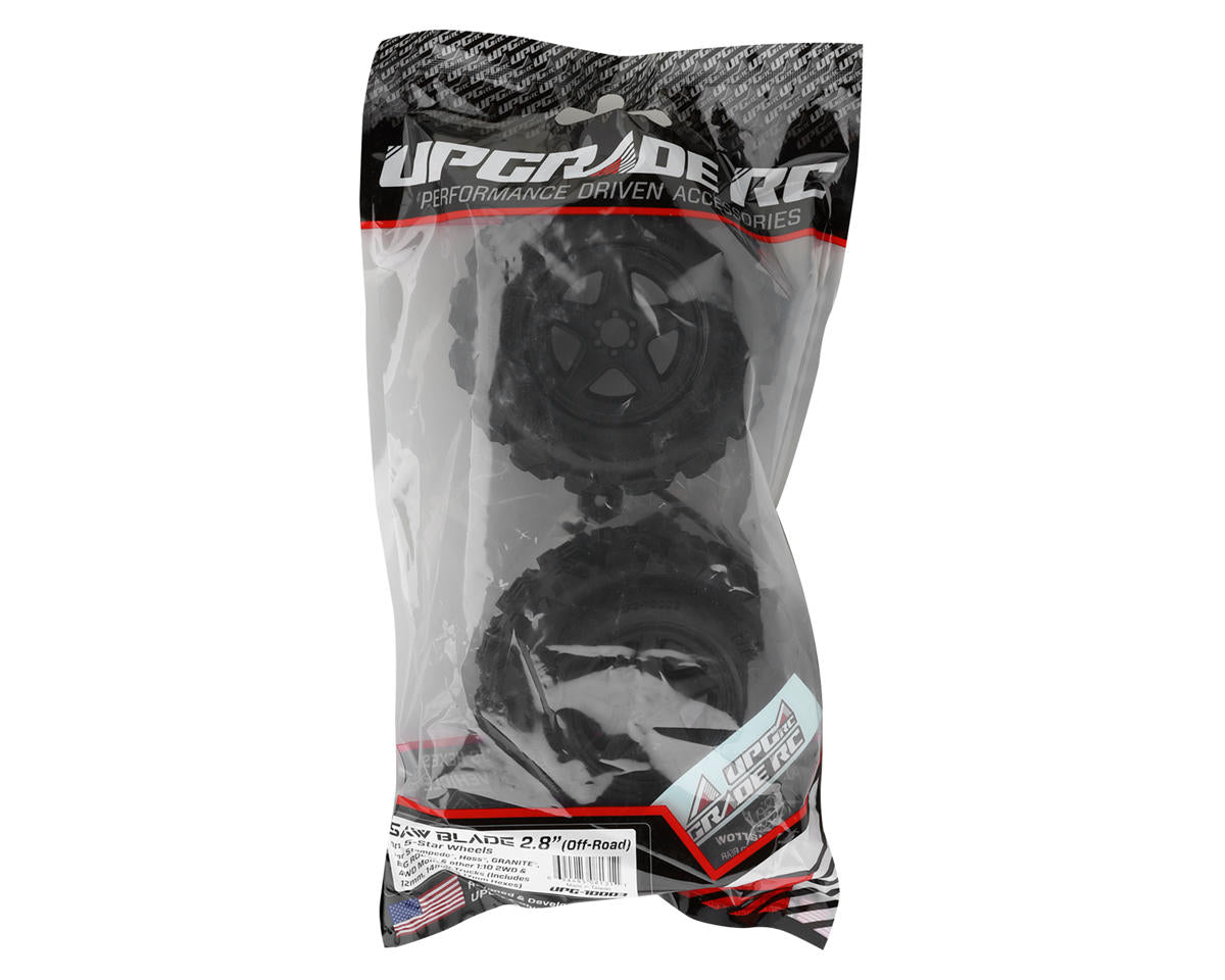 UpGrade RC Dirt Claw 2.8"-Saw Blade Pre-Mounted All-Terrain Tires w/5-Star Wheels (2) (17mm/14mm/12mm Hex)