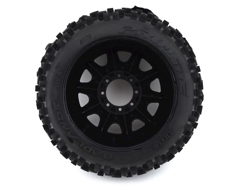 Pro-Line 117810 Badlands 3.8" Pre-Mounted Truck Tires (2) (Black) w/Raid Wheels (M2)