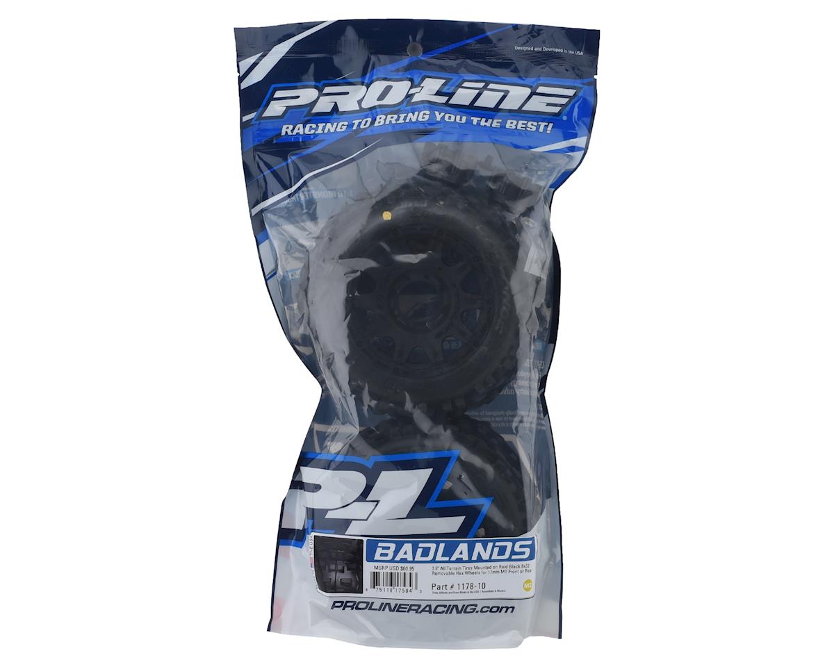 Pro-Line 117810 Badlands 3.8" Pre-Mounted Truck Tires (2) (Black) w/Raid Wheels (M2)