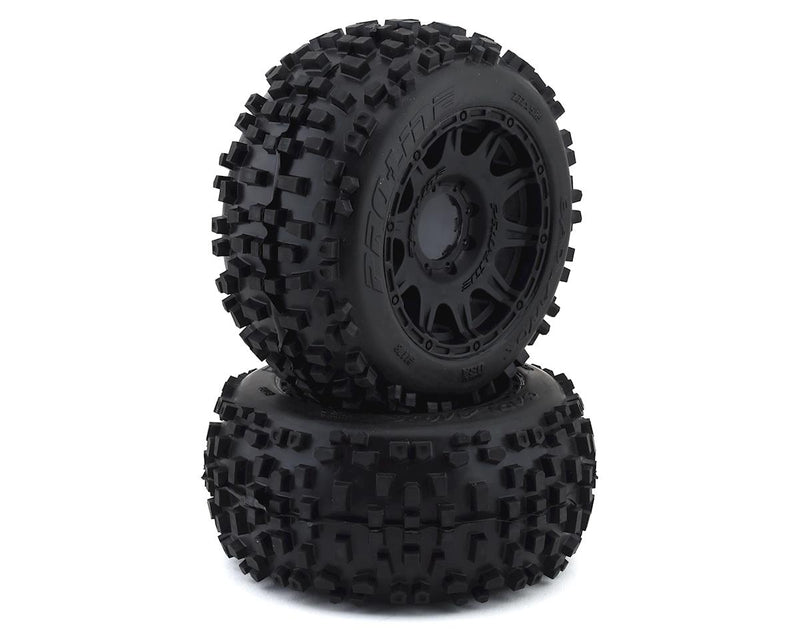 Pro-Line 117810 Badlands 3.8" Pre-Mounted Truck Tires (2) (Black) w/Raid Wheels (M2)