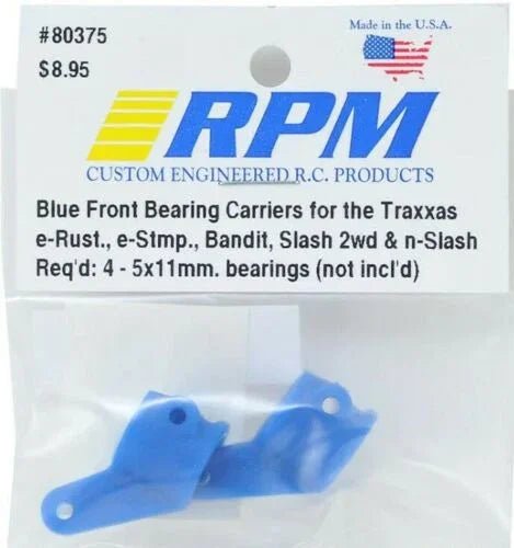 RPM 80375 Front Bearing Carrier Blue Traxxas 2wd Slash, Bandit, Rustler, Stampede