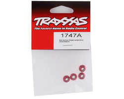Traxxas 4mm Aluminum Flanged Serrated Nuts (Red) (4)
