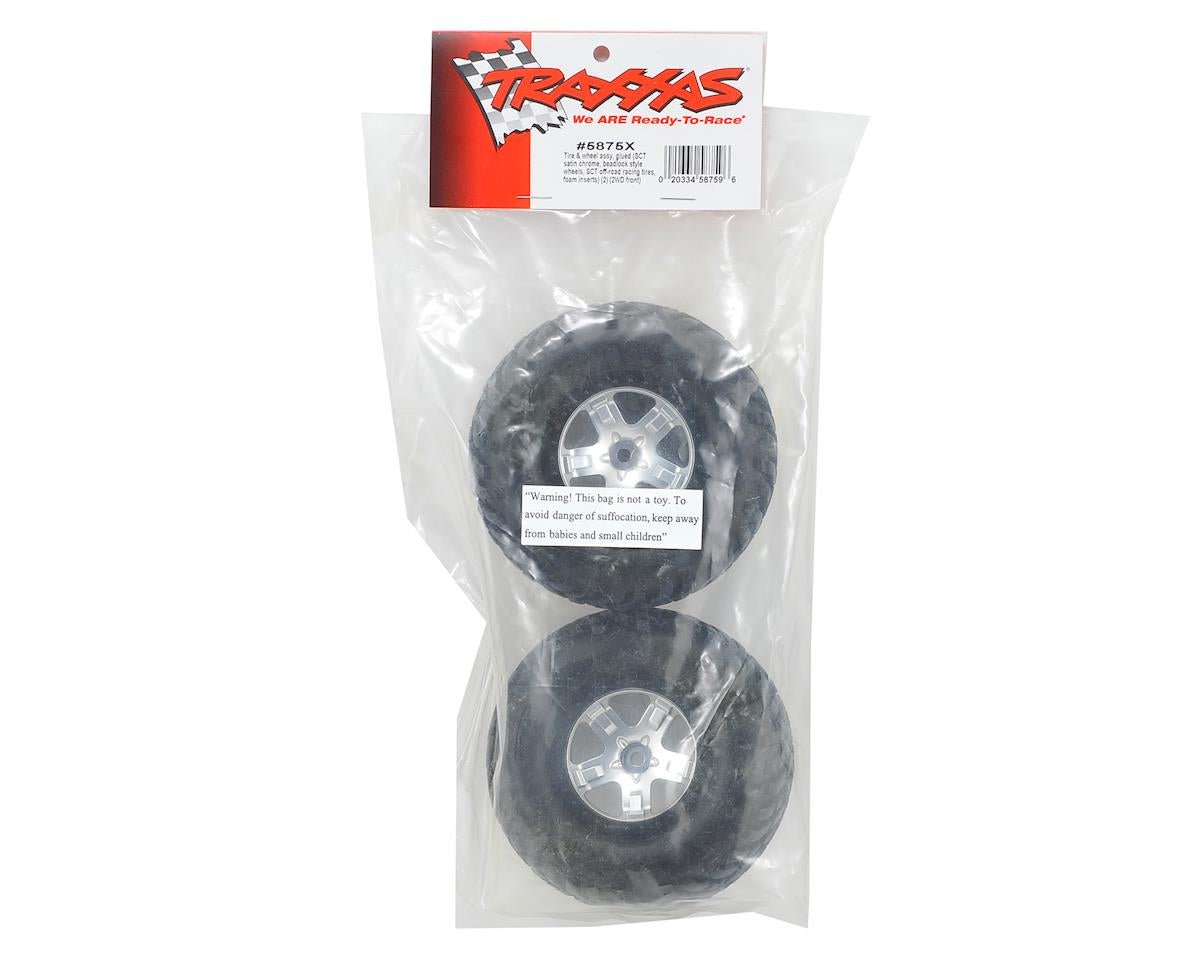 Traxxas 2.2/3.0 Tire w/SCT Front Wheel (2) (Satin Chrome) (Satin Chrome/Black) (Standard)