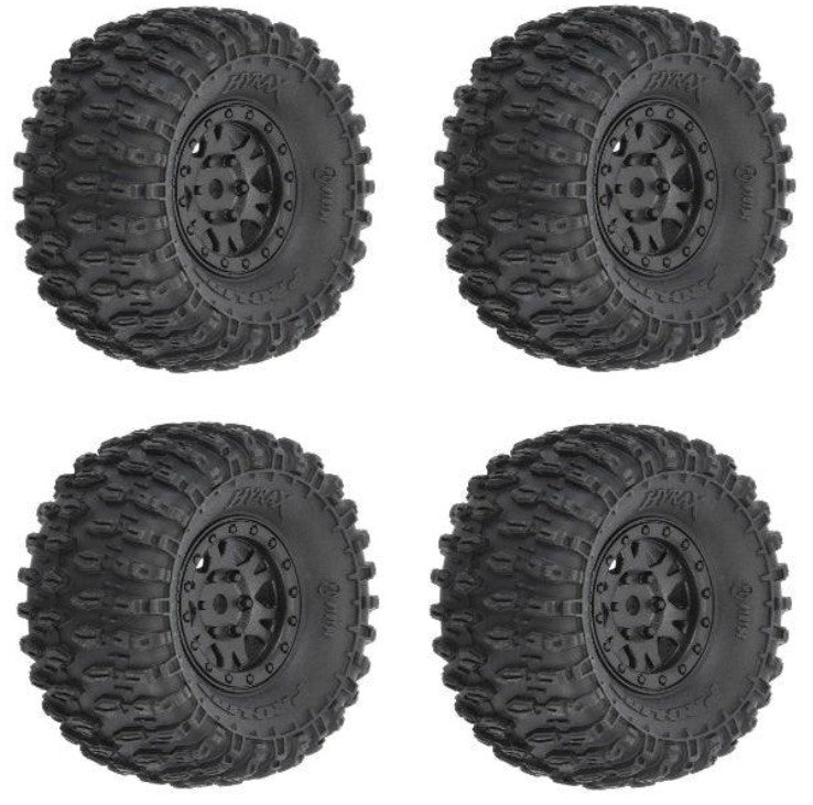 Pro-Line Axial SCX24 1.0" Hyrax Pre-Mounted Tires w/Black Impulse Wheel (4)