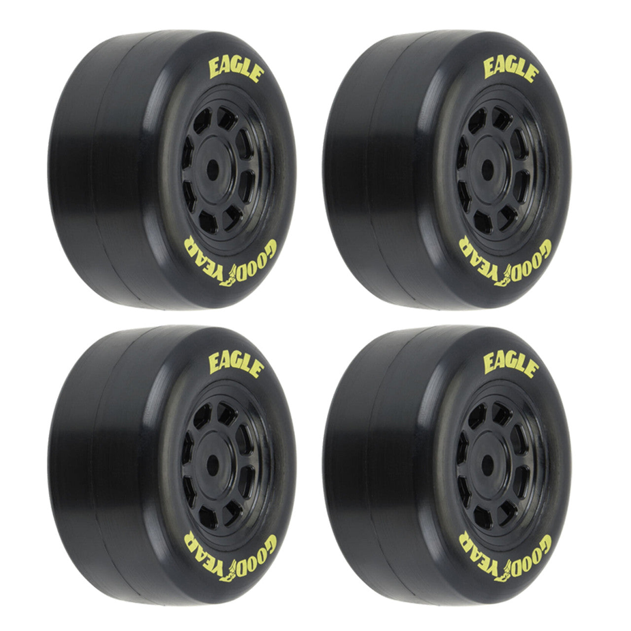 Pro-Line 1/12 Goodyear Eagle Truck/Retro Tire F/R MTD Black Wheels (4) : NASCAR