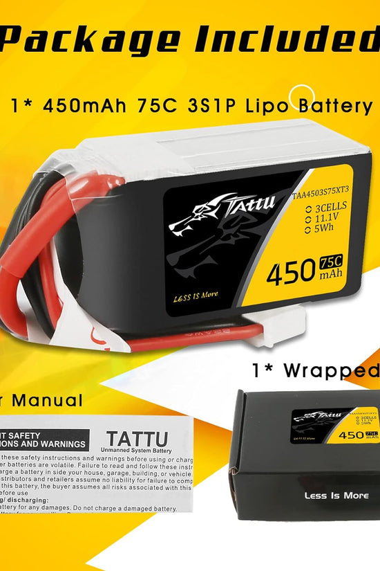 Tattu 3s LiPo Battery 75C (11.1V/450mAh) w/XT-30 Connector
