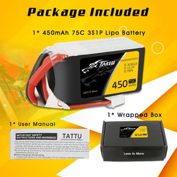 Tattu 3s LiPo Battery 75C (11.1V/450mAh) w/XT-30 Connector