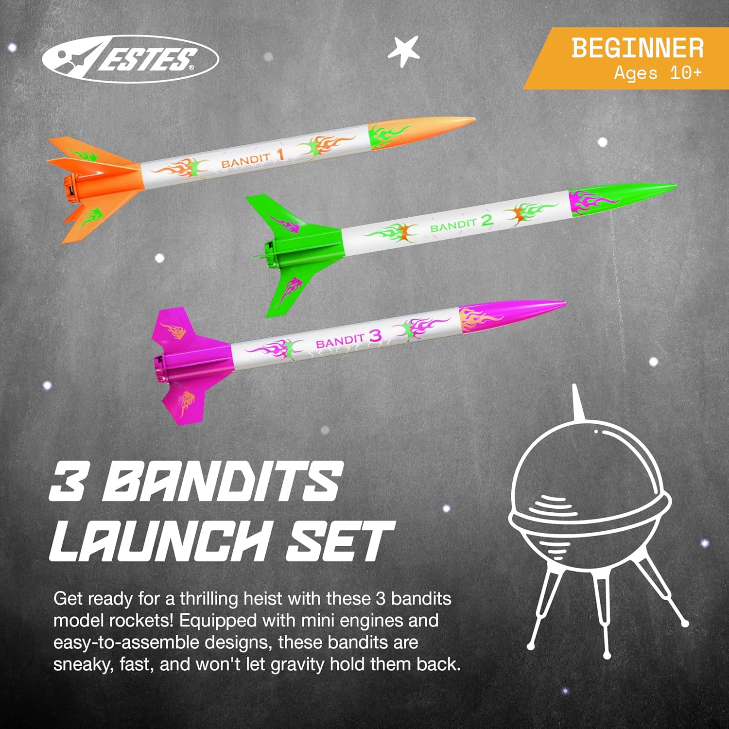 Estes 3 Bandits Beginner Model Rocket Kit (13mm Mini Engine)