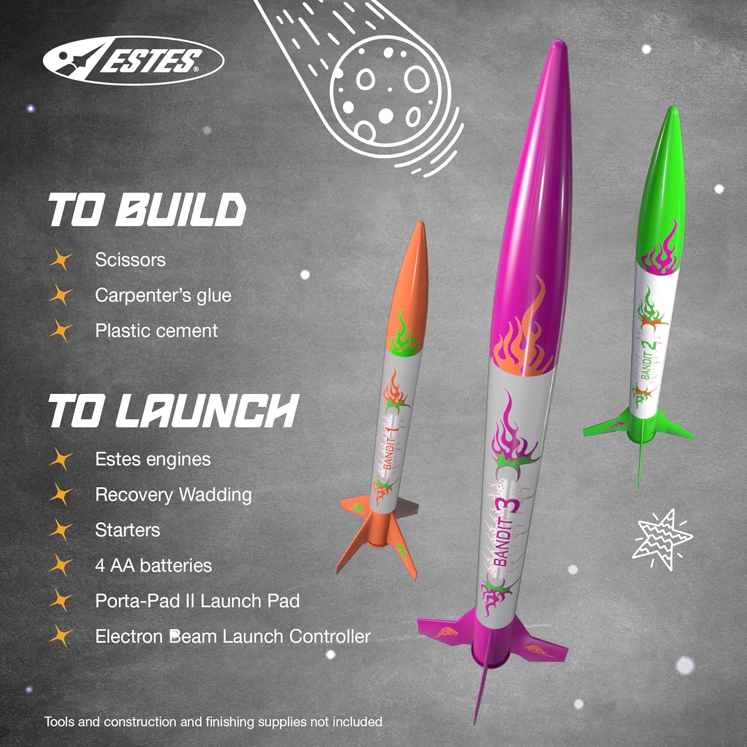 Estes 3 Bandits Beginner Model Rocket Kit (13mm Mini Engine)