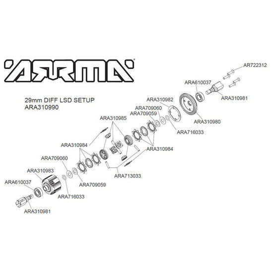 Arrma Slip Front/Rear Differential Set GP4 5MM 10K  6S Mojave /Kraton Roller