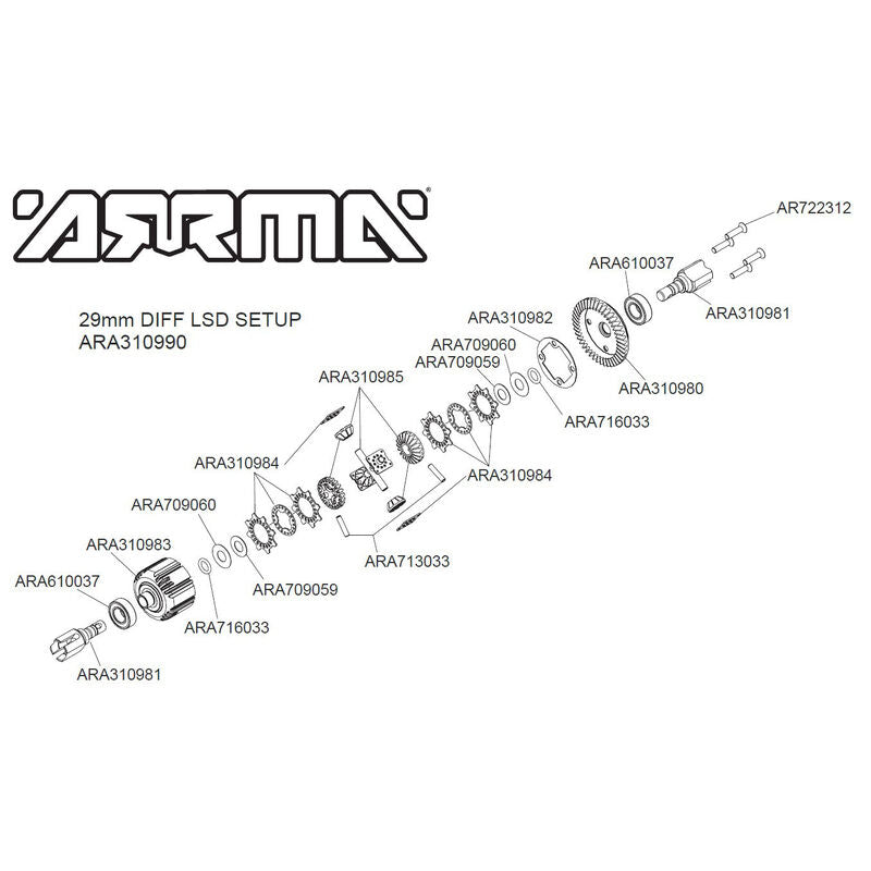 Arrma Slip Front/Rear Differential Set GP4 5MM 10K  6S Mojave /Kraton Roller