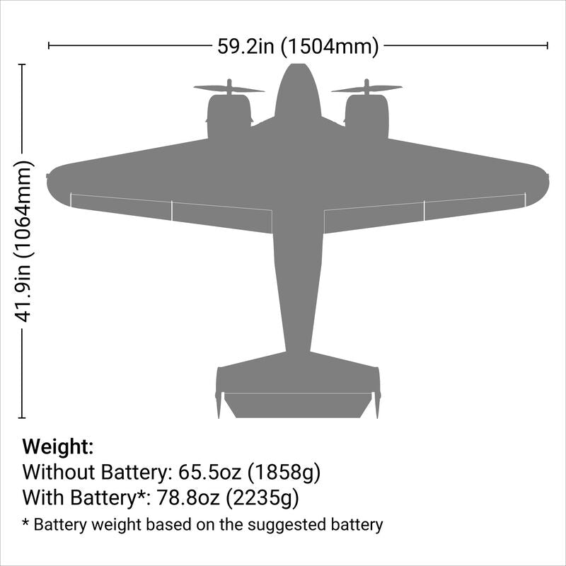 E-flite Beechcraft D18 1.5m Plug-N-Play Electric Airplane (1499mm) w/Smart ESC