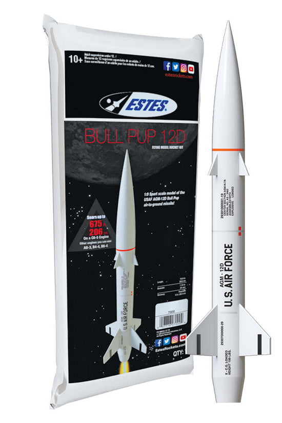 Estes Bull Pup 12D Advanced Model Rocket Kit (18mm Standard Engine)
