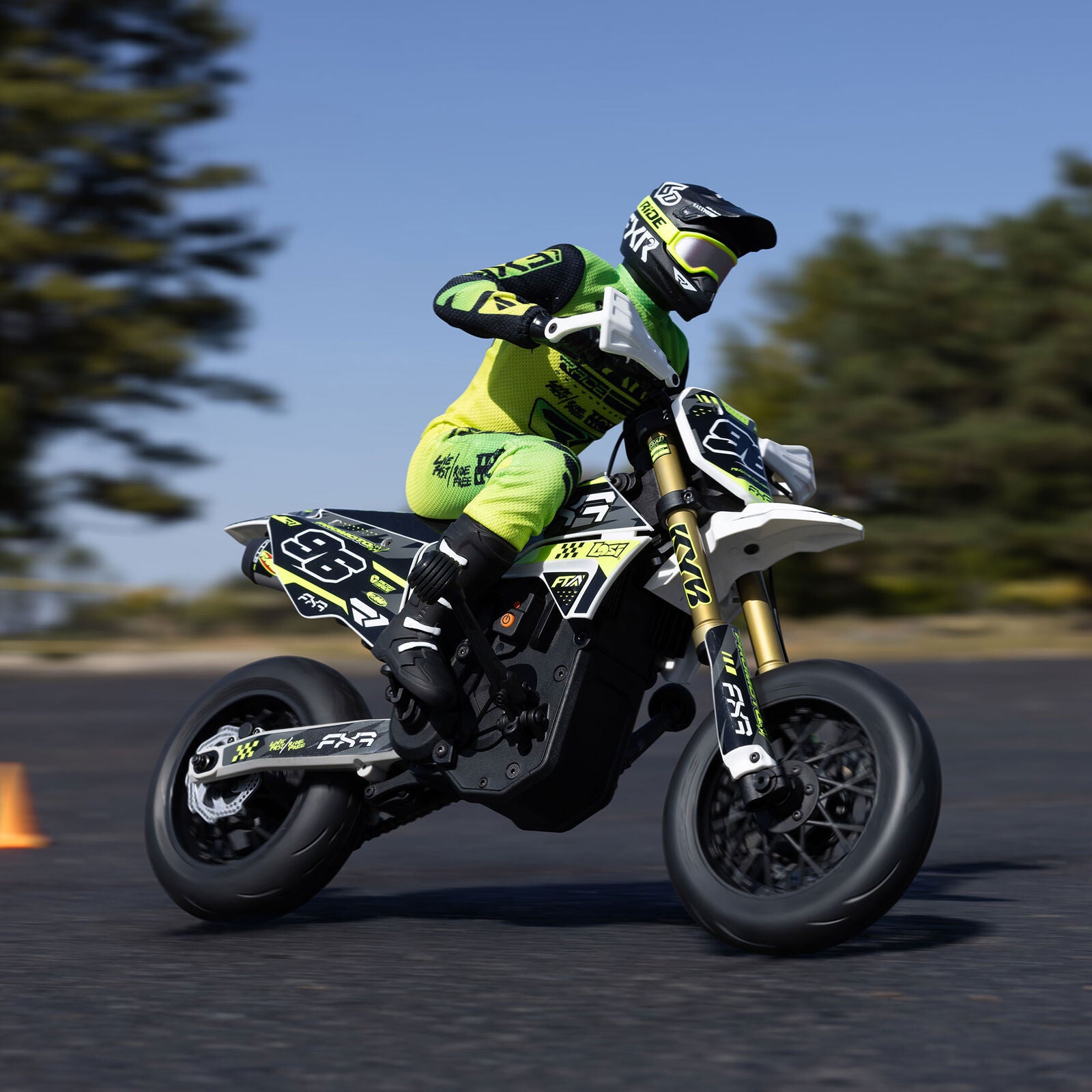 Losi Promoto-SM FXR Supermoto RTR 1/4 Brushless Motorcycle (White/FRX) w/2.4GHz Radio, Battery & Charger