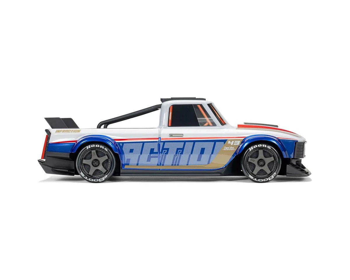 Arrma Infraction Grom 3S BLX 1/12 4WD RTR Brushless Street Bash Truck (White/Blue) w/2.4GHz Radio & DSC