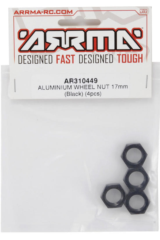 ARRMA AR310449 Wheel Nut Aluminum 17mm Black (4) Typhon Kraton Notorious Mojave