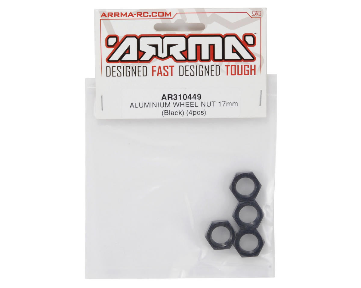 ARRMA AR310449 Wheel Nut Aluminum 17mm Black (4) Typhon Kraton Notorious Mojave