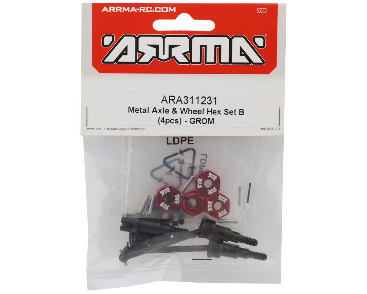 Arrma Metal Axle & Wheel Hex Set B (4) 1/16 MOJAVE GROM